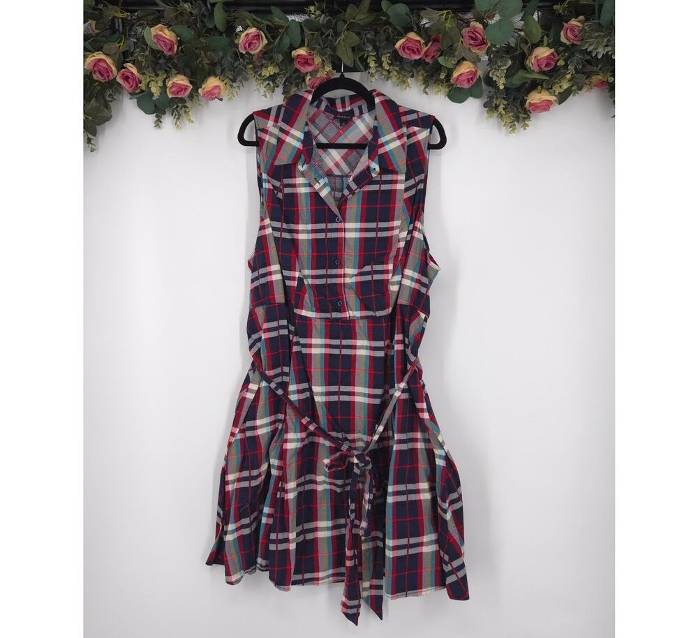 Torrid Plaid Poplin Collared Sleeveless Plus Size Dress Size 4
